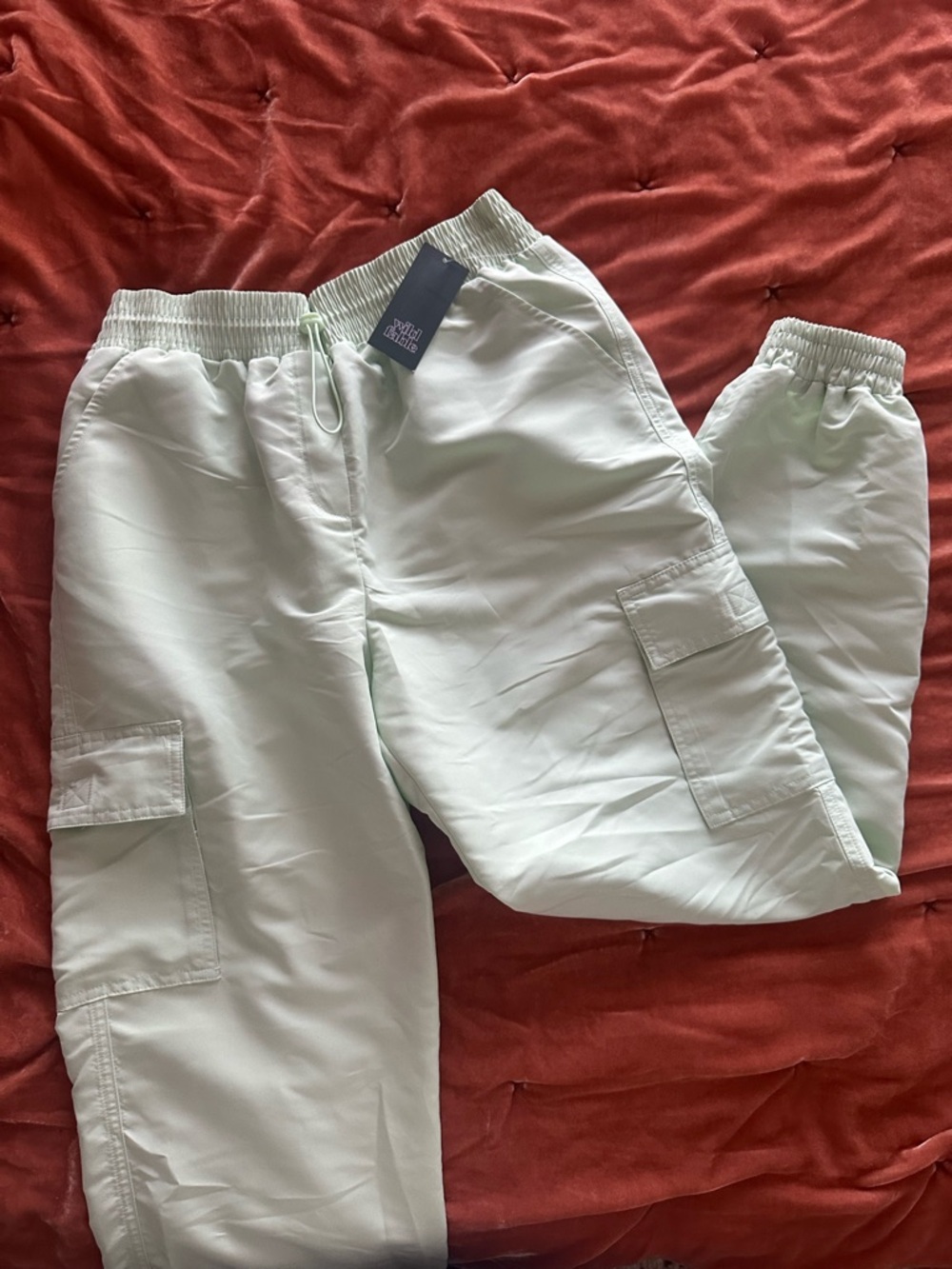 NWT WILD FABLE Light Mint / Green Windbreaker Parachute Cargo Jogger Pants M